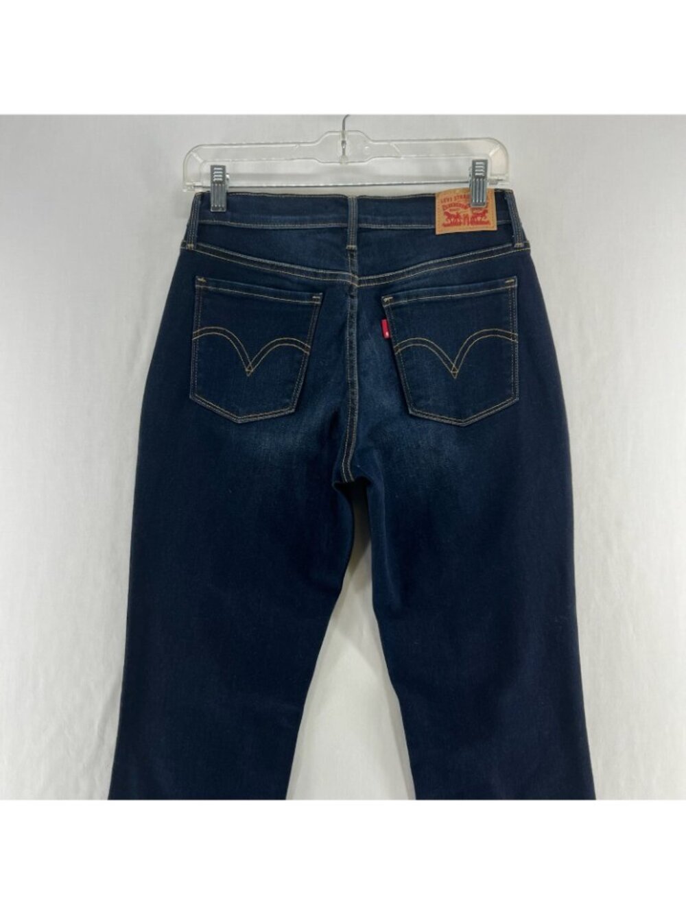 Levi’s 505 Straight Leg Jeans Womens 6 Dark Wash Stretch Denim Mid Rise Zip Blue - Picture 7 of 14